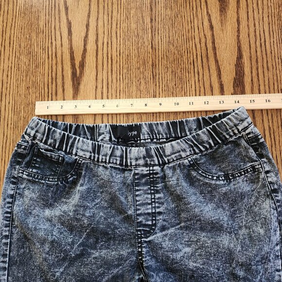 Hype Black Acid Wash Pull On Jegging Jeans Pants Large Low Rise - Picture 5 of 7